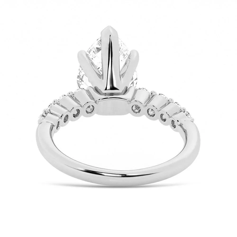 Classic Shared-Prong Pear Shaped Moissanite Engagement Ring