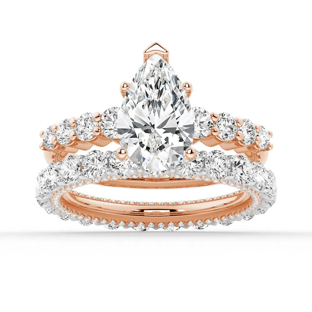 Classic Shared-Prong Pear Shaped Moissanite Engagement Ring