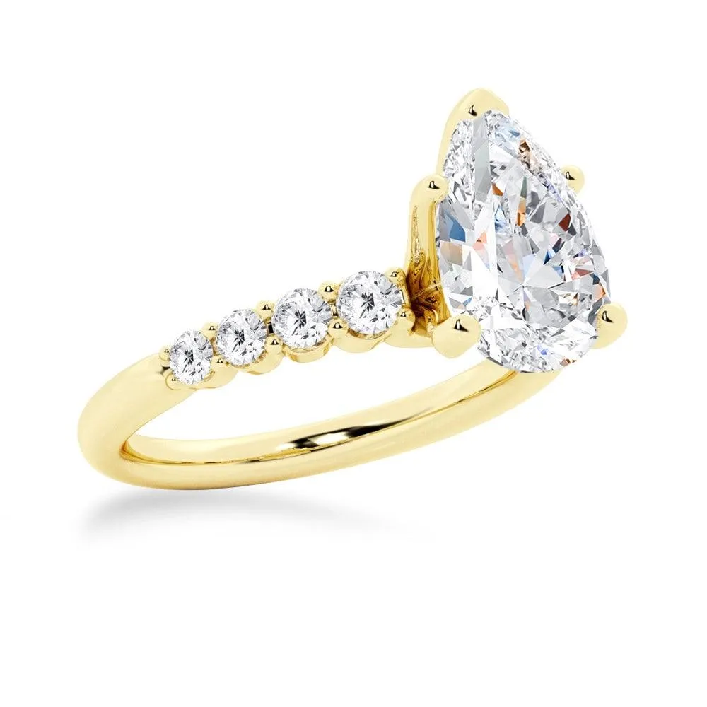 Classic Shared-Prong Pear Shaped Moissanite Engagement Ring