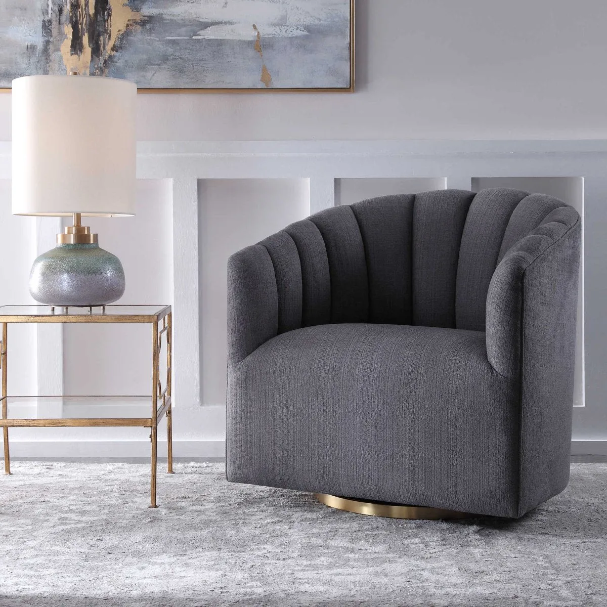 Colbert Charcoal Swivel Chair