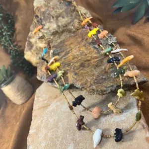 Colorful Two-Strand Fetish Necklace with Yellow Jasper