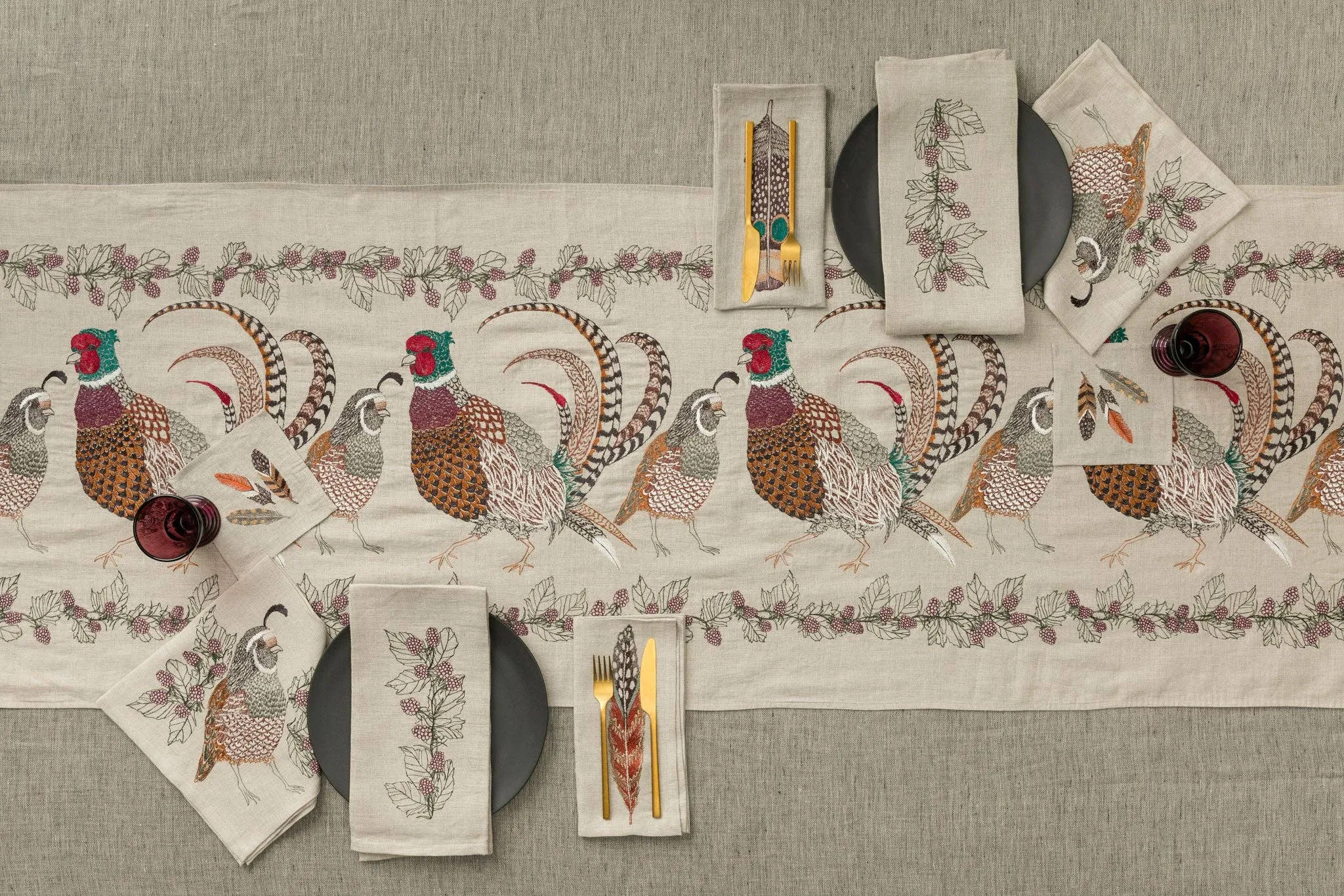 Coral & Tusk - Pheasant and Quail Table Runner