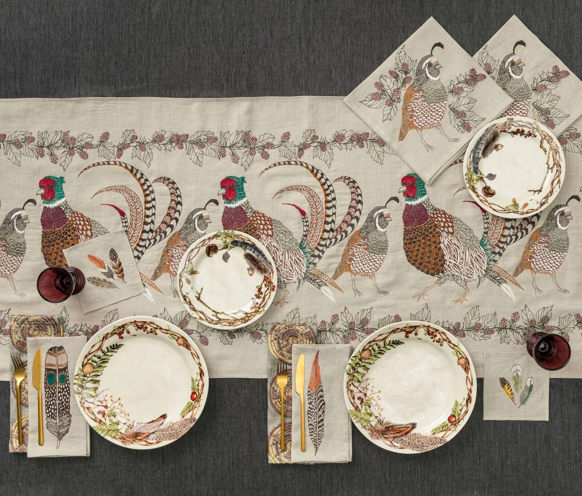 Coral & Tusk - Pheasant and Quail Table Runner