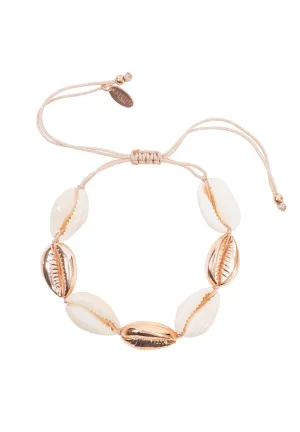 Cowrie Multi Shell Macrame Bracelet Rose Gold