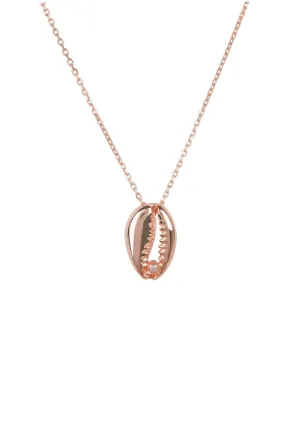 Cowrie Small Shell Pendant Necklace Rosegold