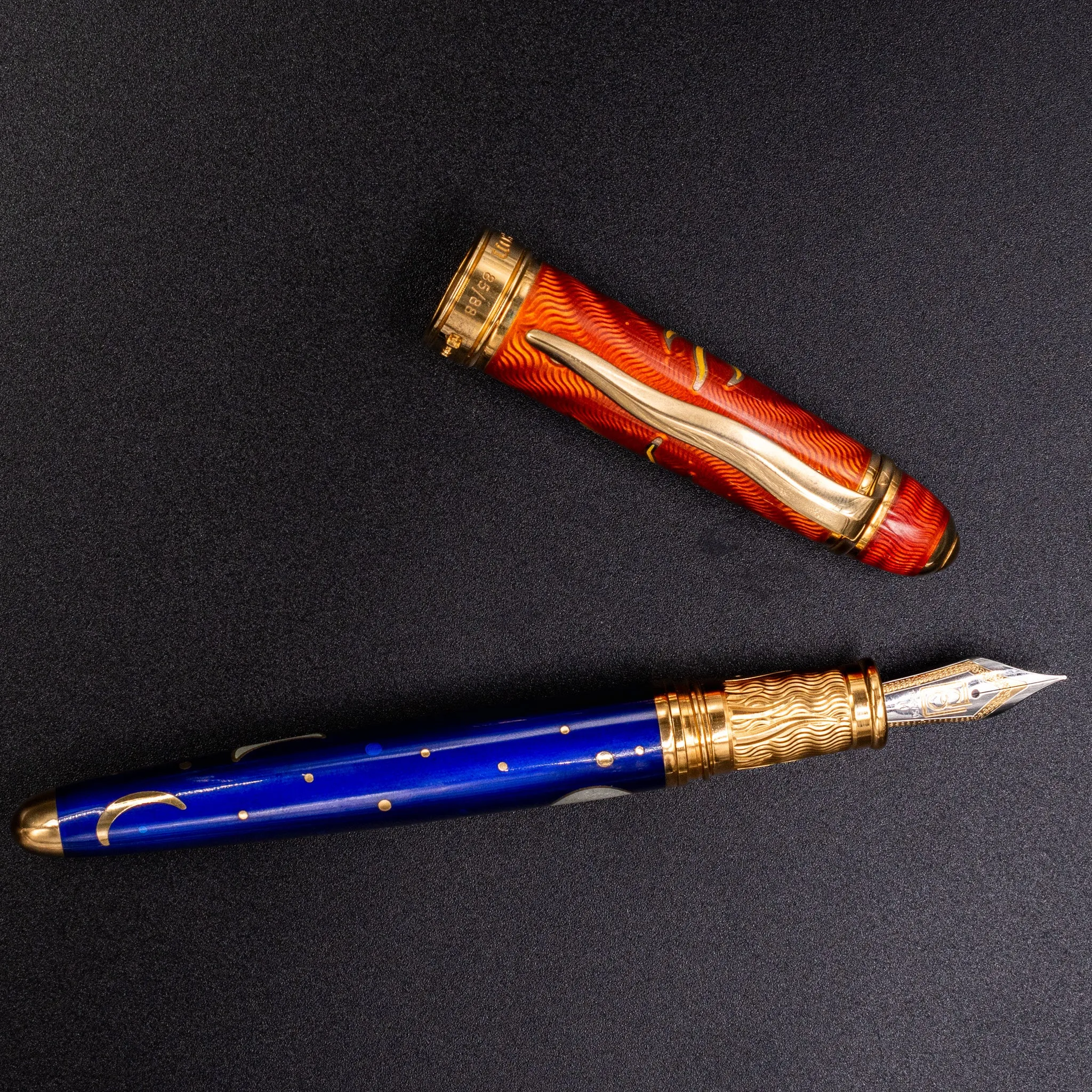 David Oscarson Celestial Fountain Pen - Blazing Saffron & Blue