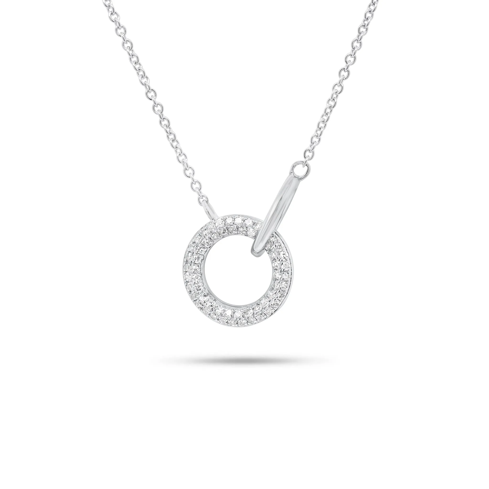 Diamond Circle & Link Pendant Necklace