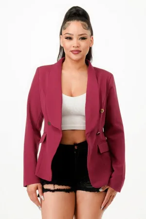 Double Breasted Blazer Jacket - Rich Plum hue | Fashion M&J