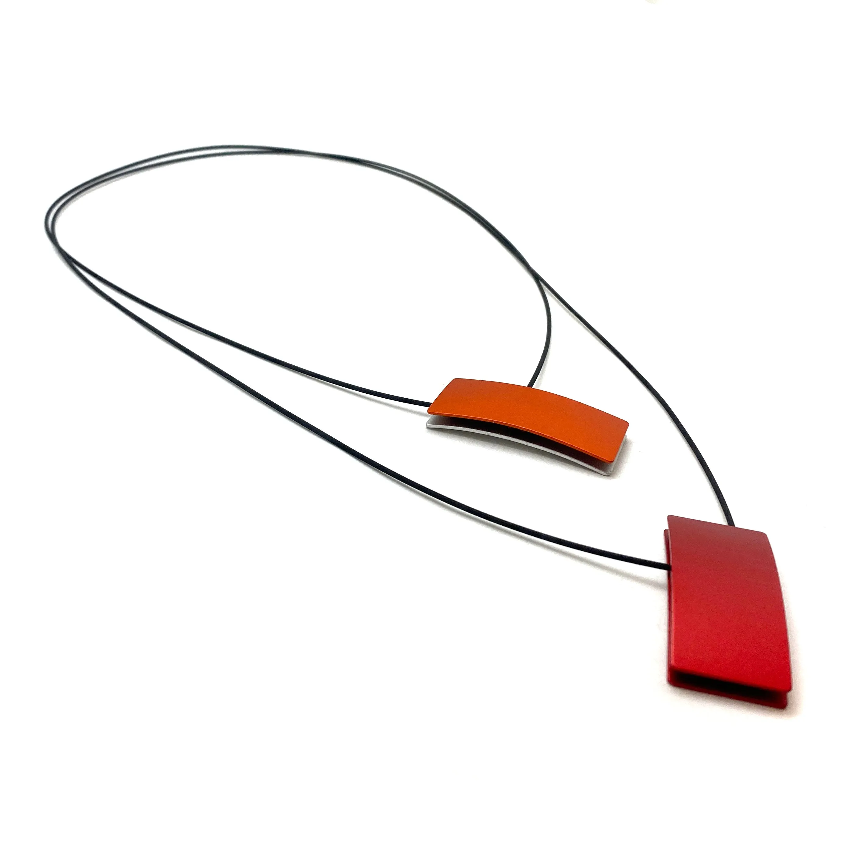 Double Sided Ajustable Necklace Red/Orange & Red/Silver