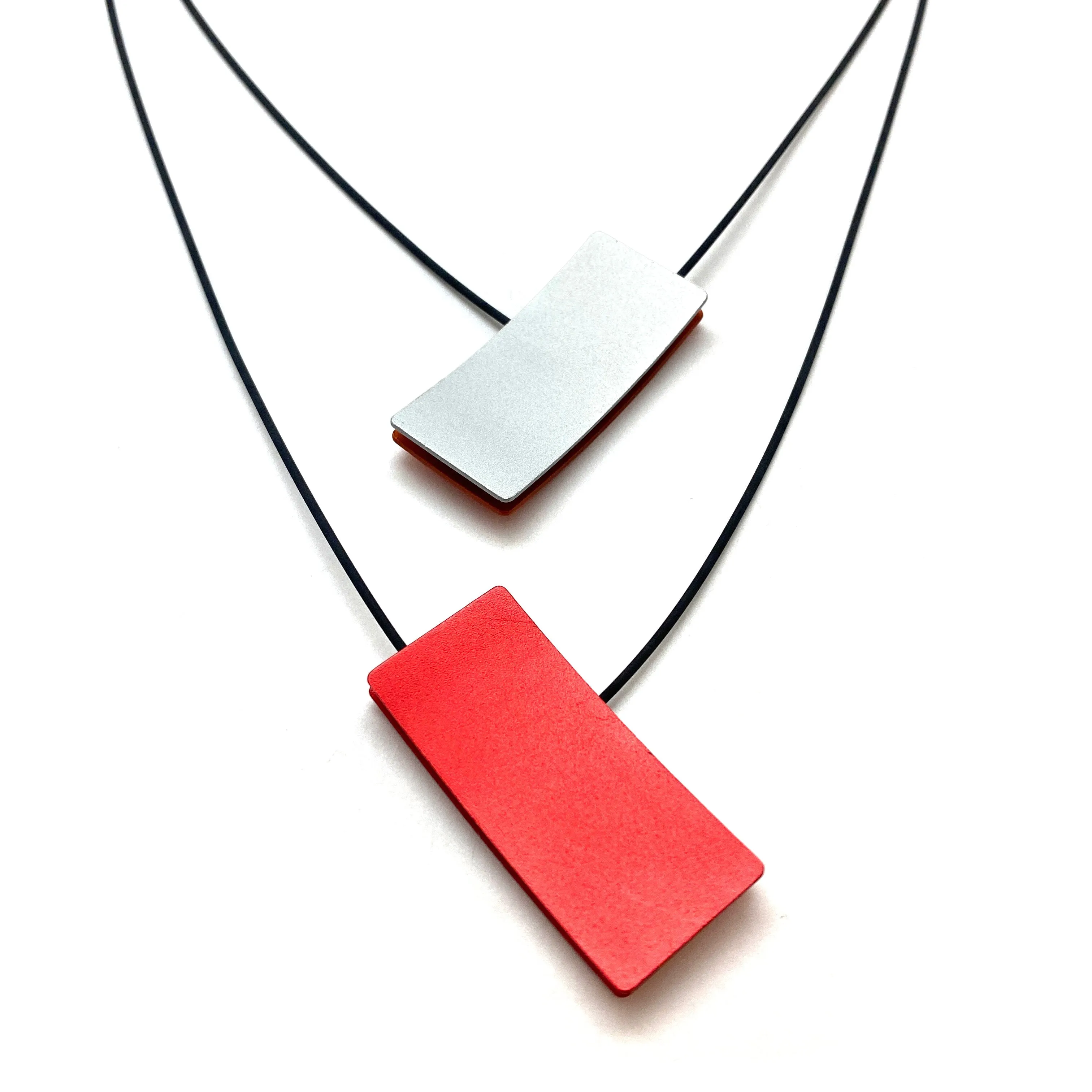 Double Sided Ajustable Necklace Red/Orange & Red/Silver