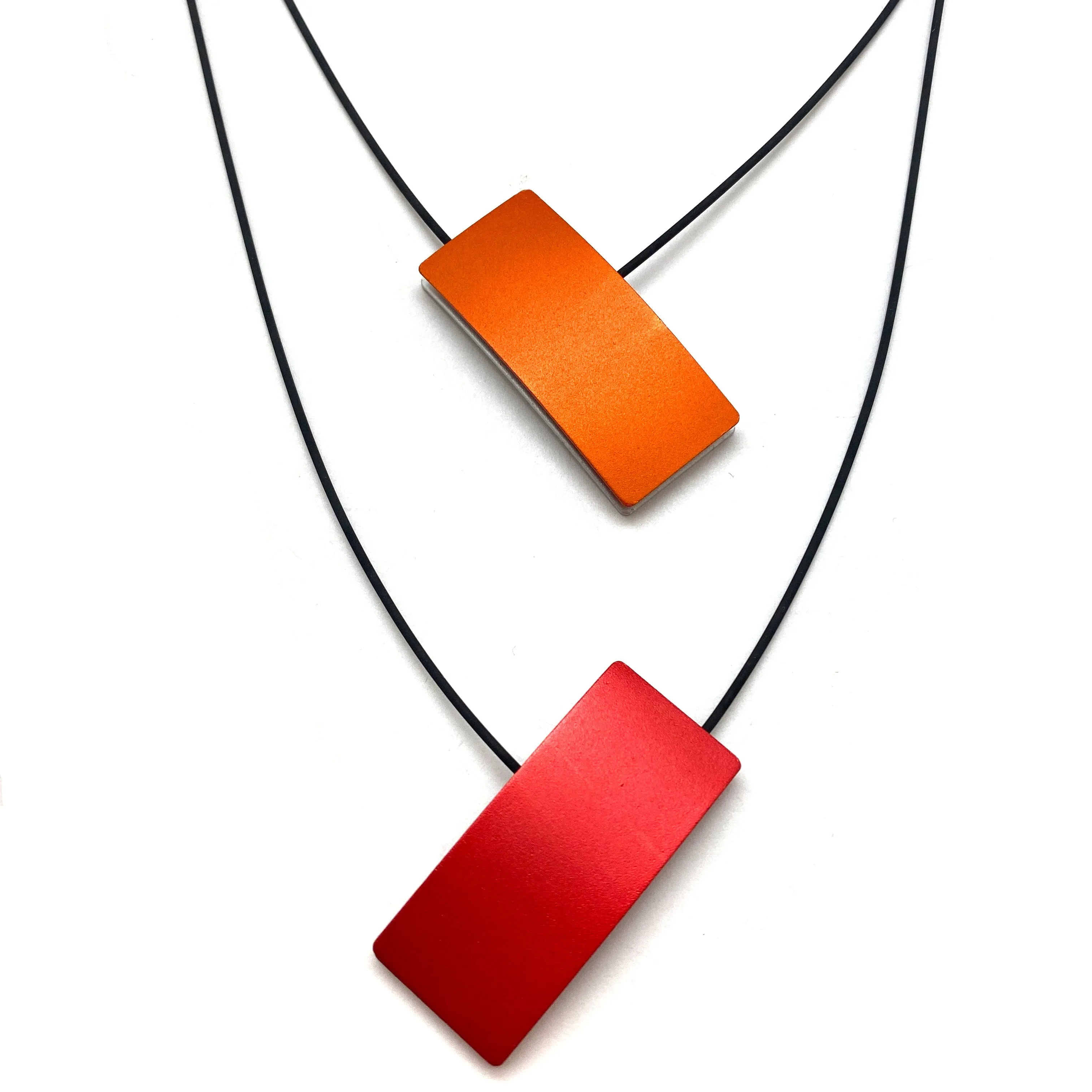 Double Sided Ajustable Necklace Red/Orange & Red/Silver