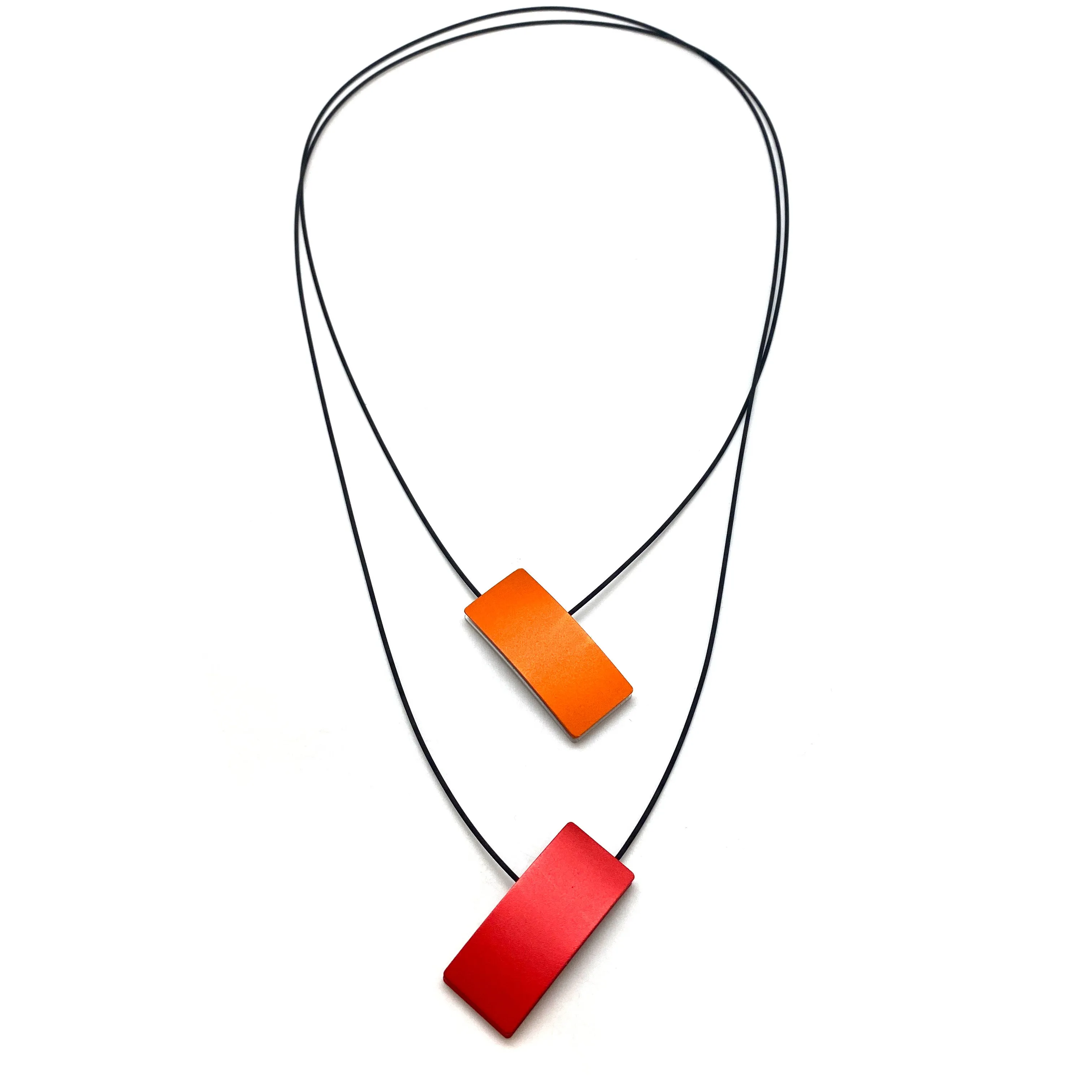 Double Sided Ajustable Necklace Red/Orange & Red/Silver