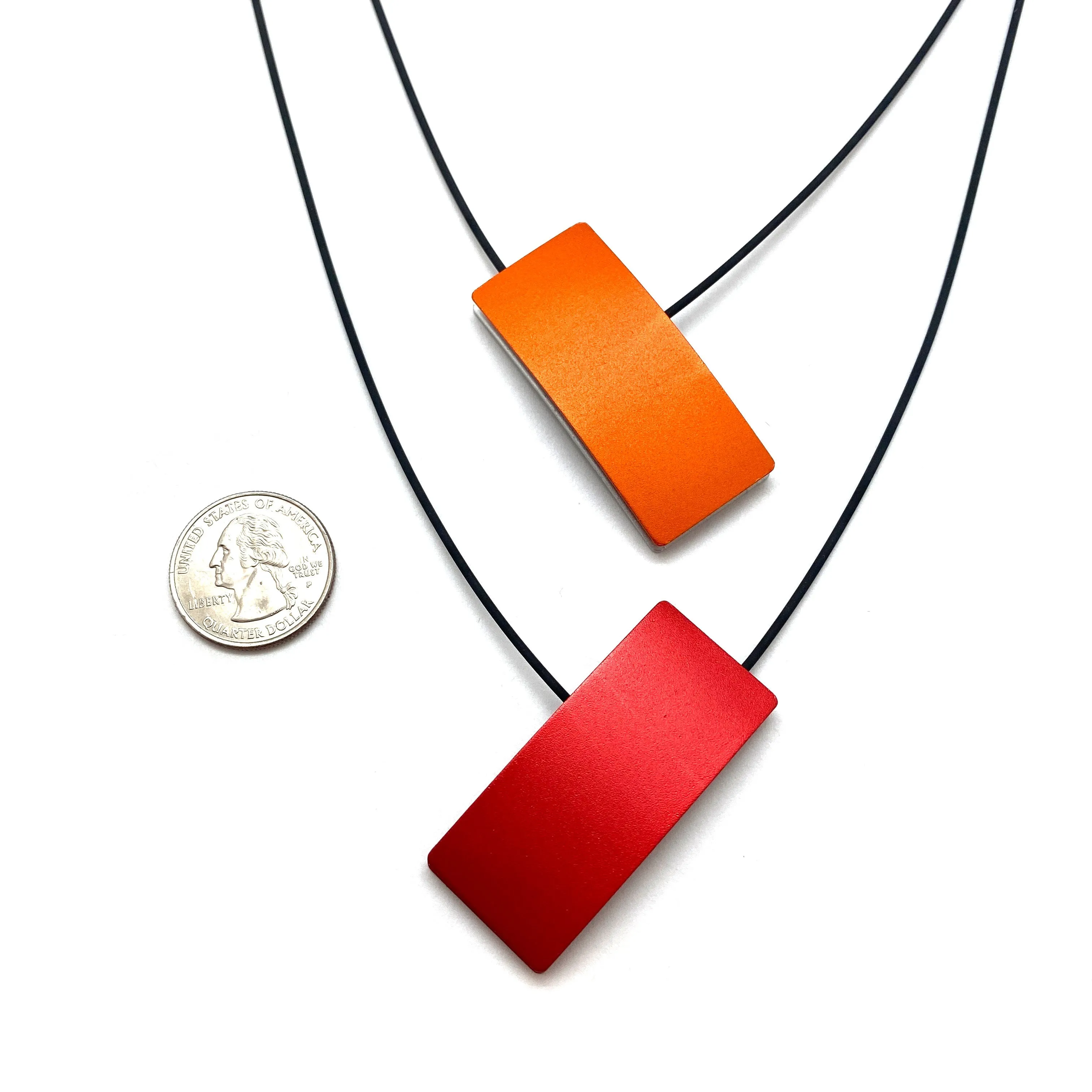 Double Sided Ajustable Necklace Red/Orange & Red/Silver