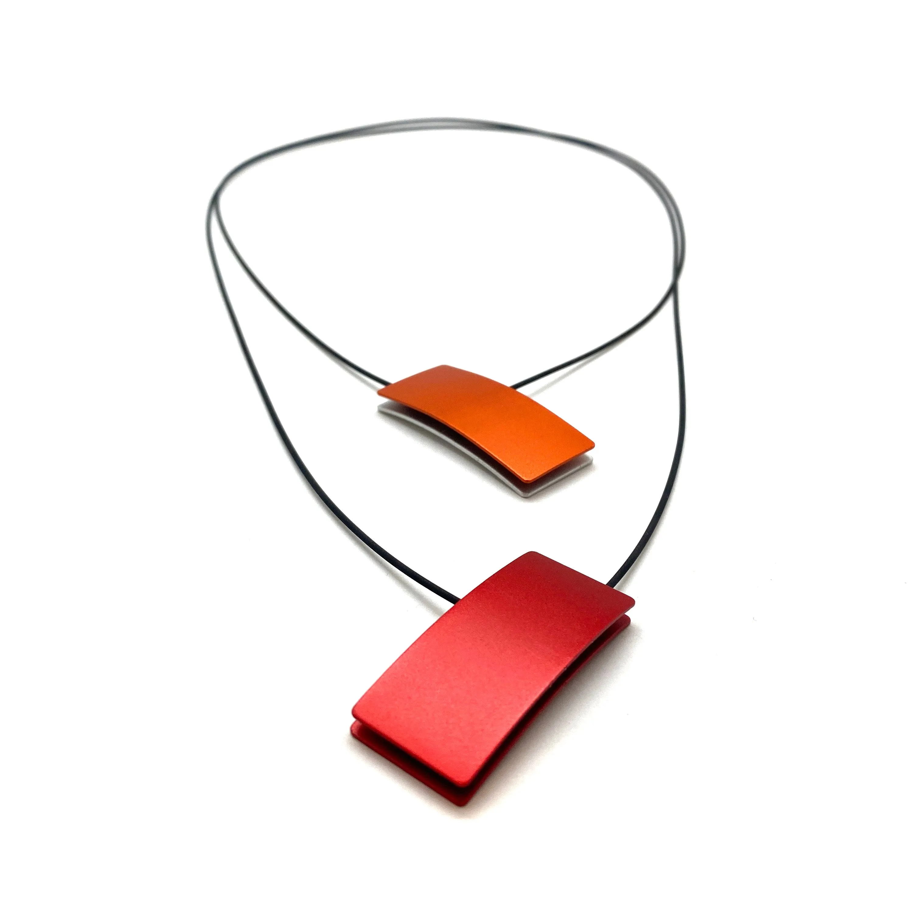 Double Sided Ajustable Necklace Red/Orange & Red/Silver