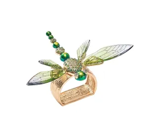 Dragonfly Napkin Ring in Green Set of 4 in a Gift Box by Kim Seybert