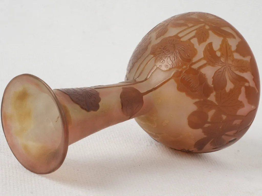 Early 20th Century Gallé Miniature Pâte de Verre Vase w/ Floral Motif in Art Nouveau Style 4¼"