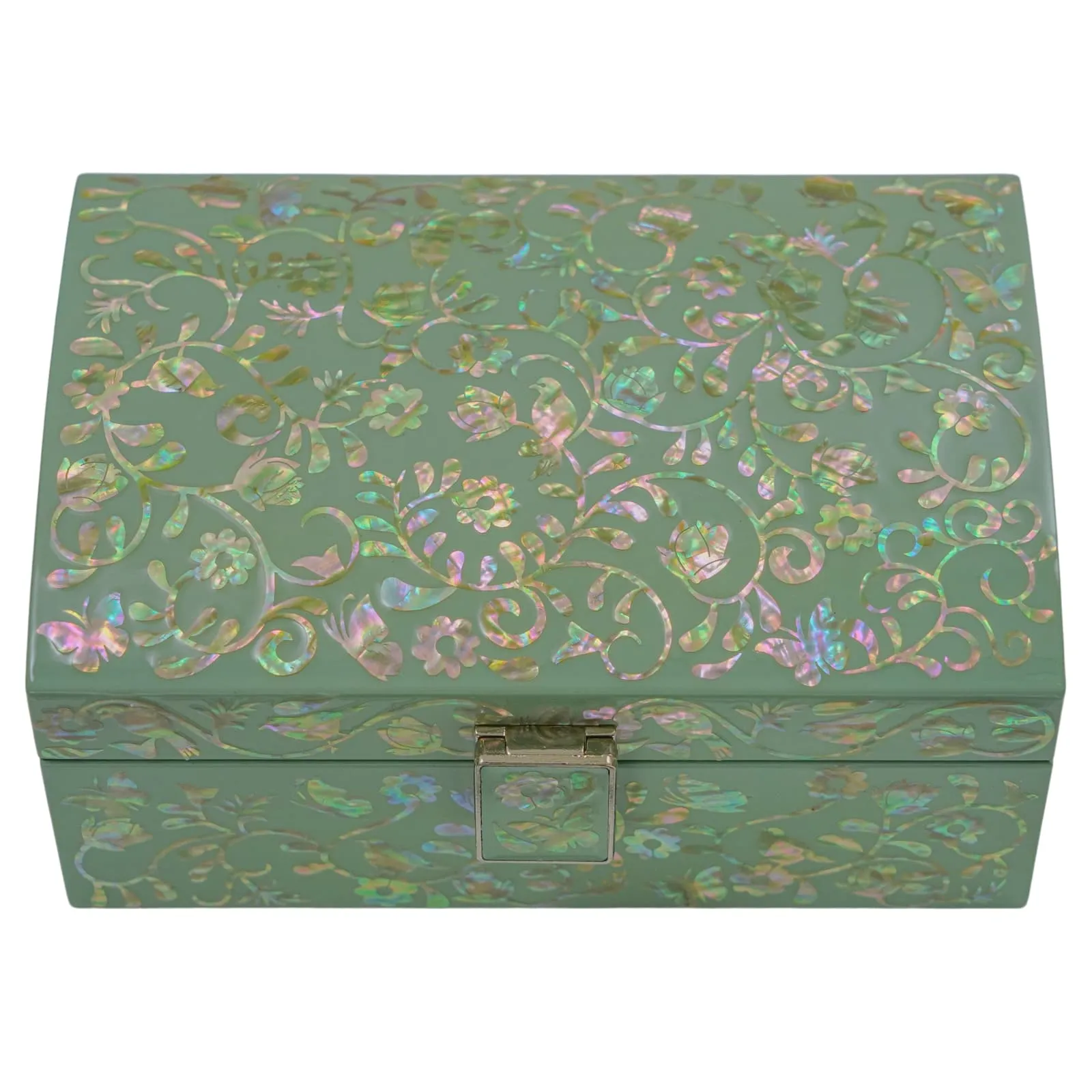 Enchanting Skyblue Mother of Pearl Wooden Box