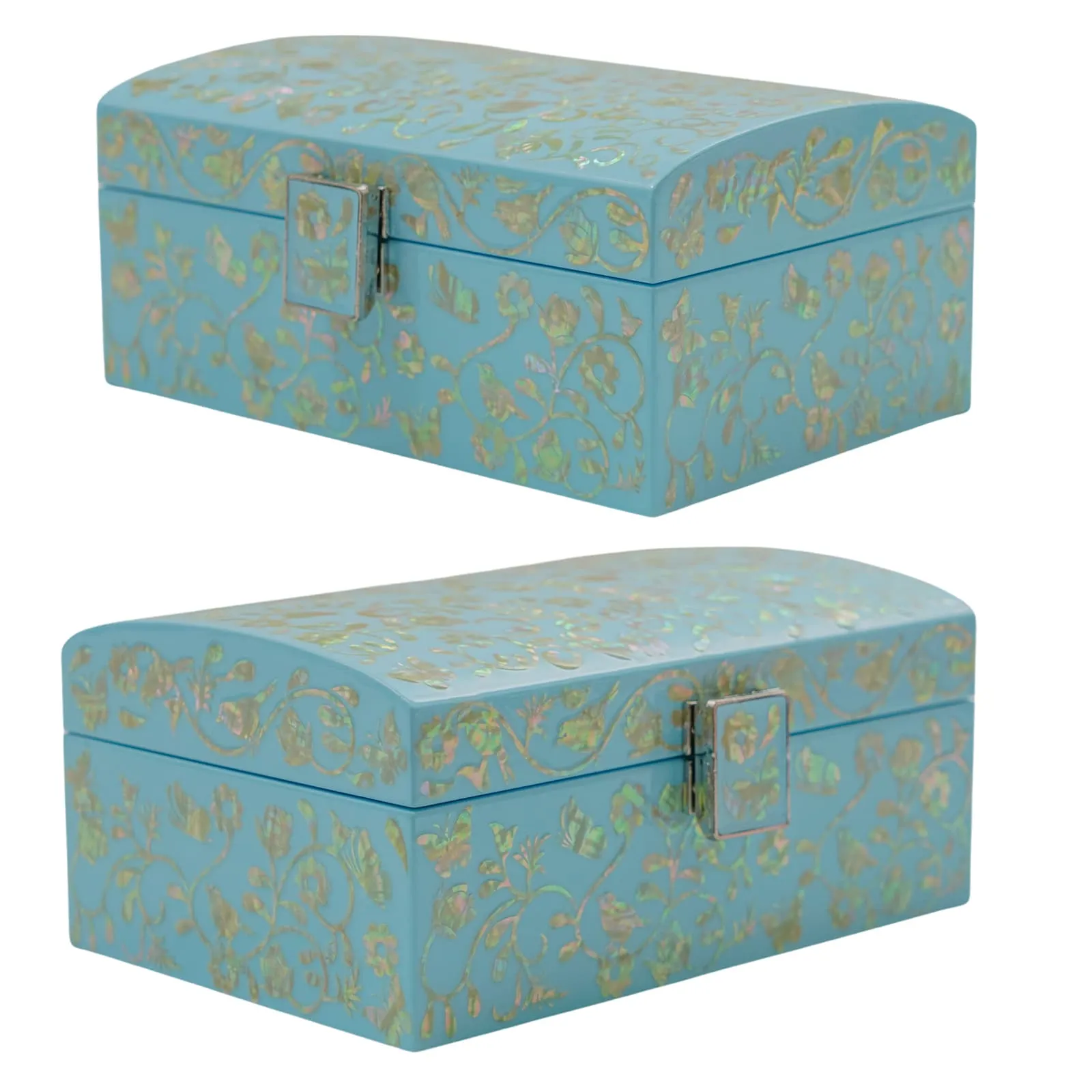 Enchanting Skyblue Mother of Pearl Wooden Box