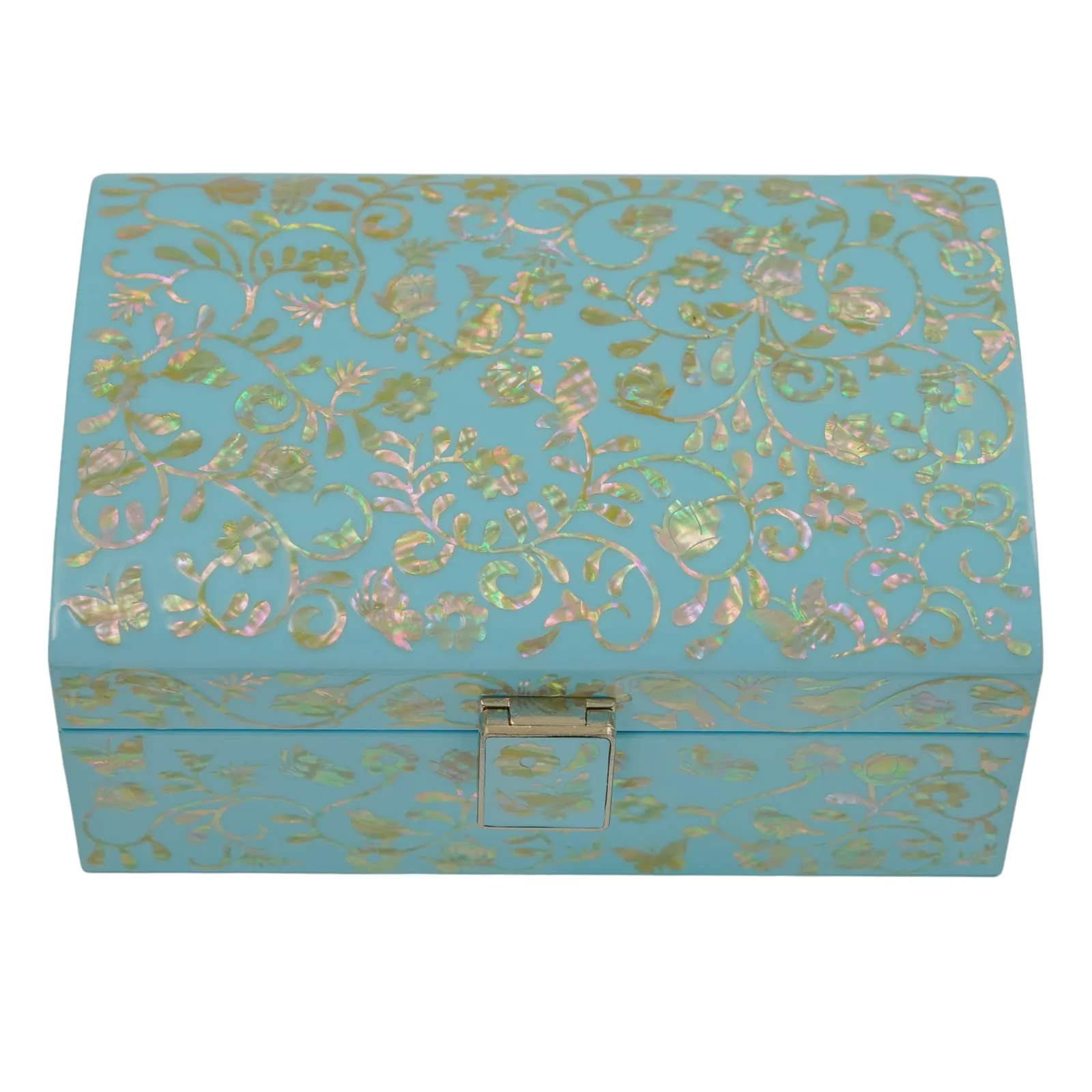 Enchanting Skyblue Mother of Pearl Wooden Box