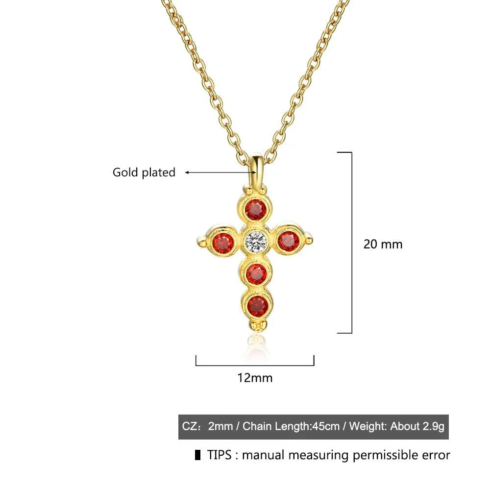 Fashion 925 Sterling Silver Gold Plated Cross Pattern Necklace