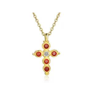 Fashion 925 Sterling Silver Gold Plated Cross Pattern Necklace