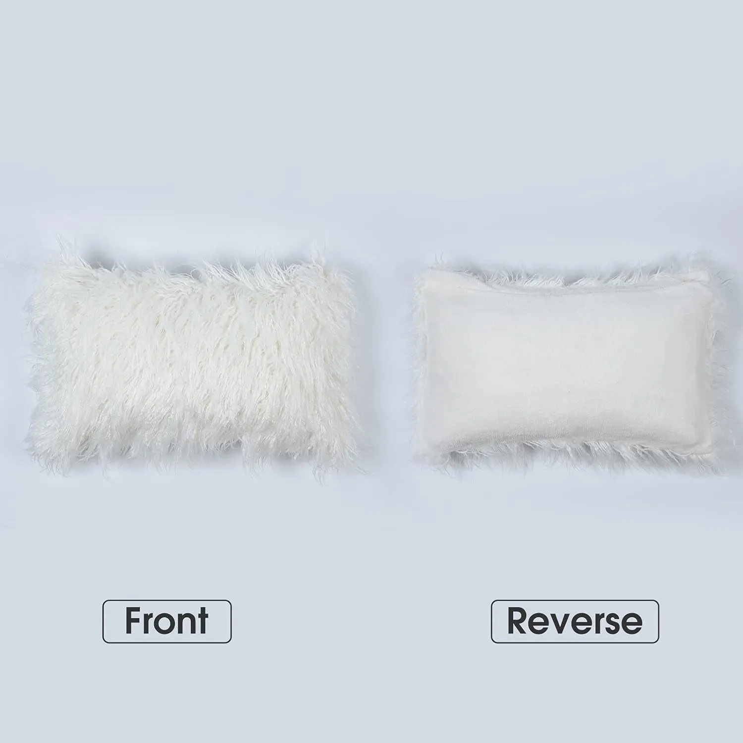 Faux Fur Lumbar Pillowcase, 1-Packed, Decorative Fluffy Throw Pillow Cover 12 X 20 Inches, Luxury Rectangular Cushion Cover for Bed Couch Sofa Living Room, White