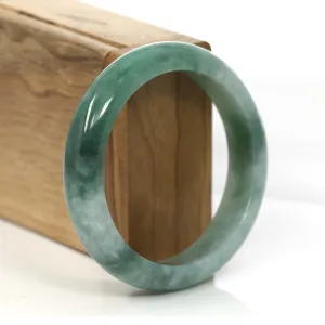 Forest Green Classic Real Jadeite Jade Bangle Bracelet (57.34 mm) #655