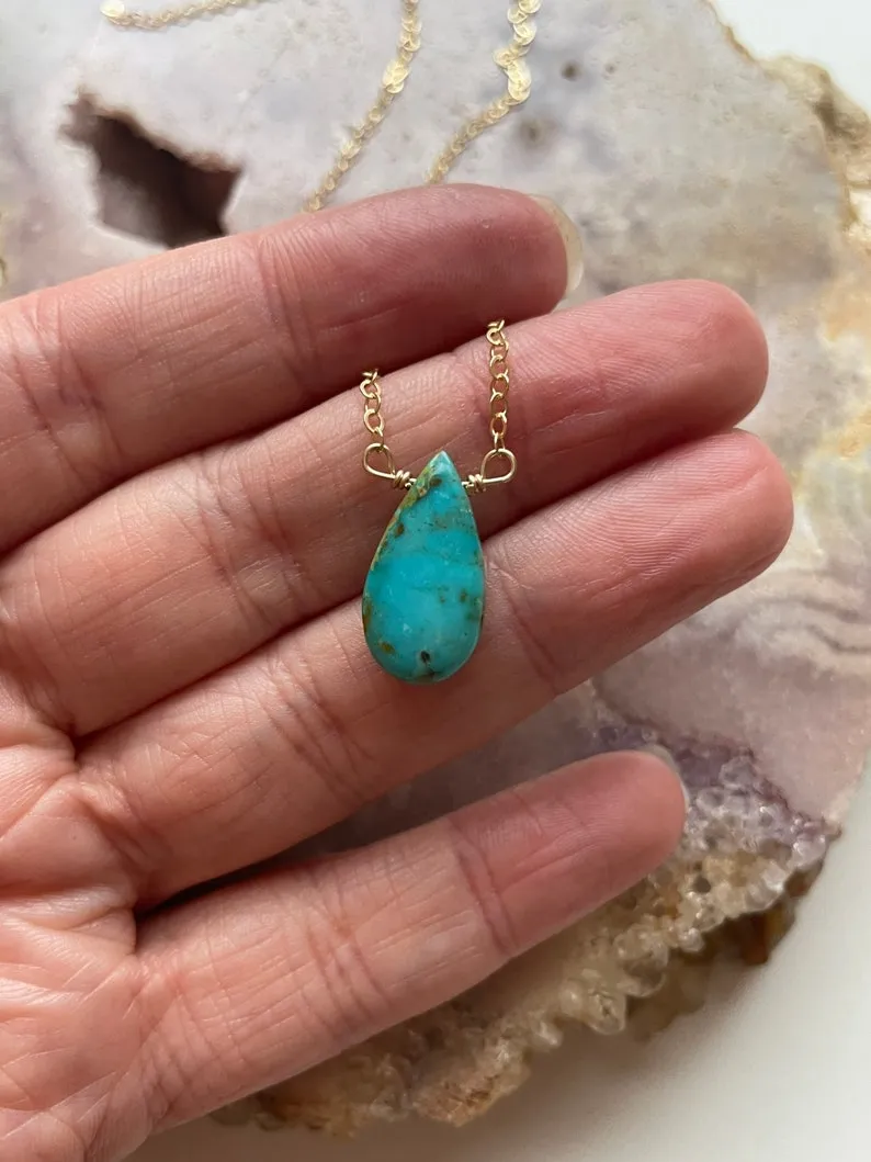 Genuine Arizona Turquoise Necklace  Crystal Necklace