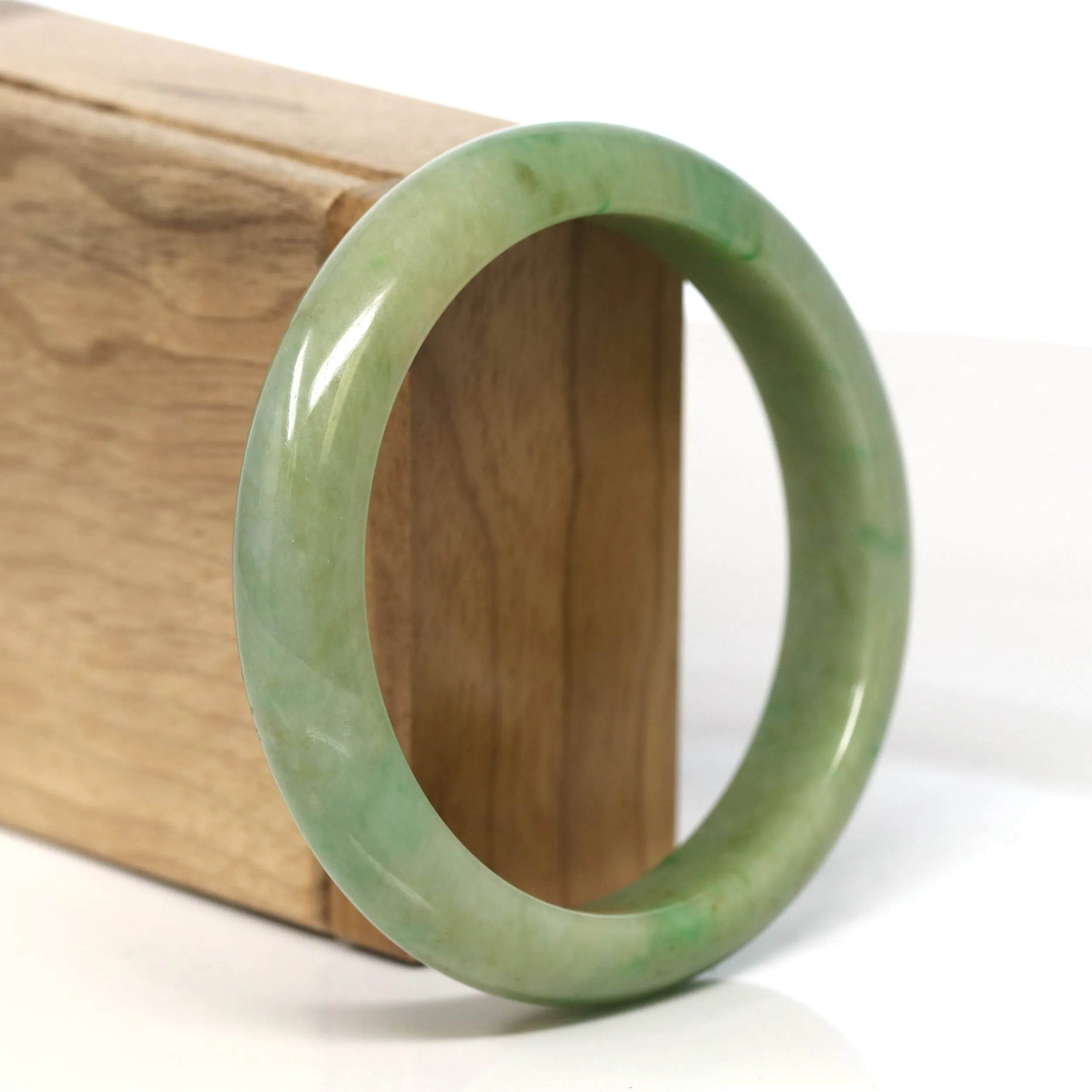 Genuine Burmese Unique Yellow Green Jadeite Jade Bangle (58.7 mm) #T477