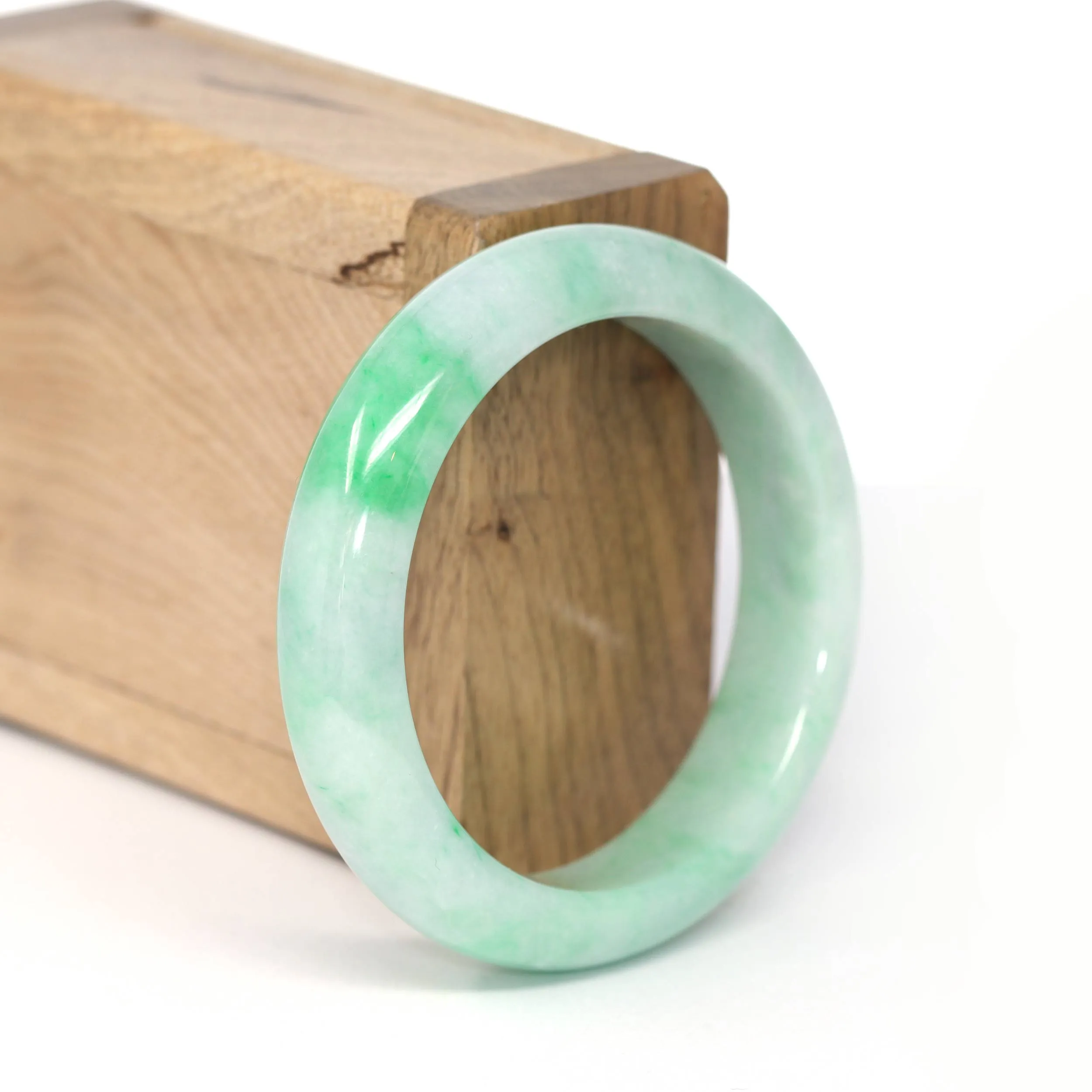 Genuine Burmese Vibrant Green Jadeite Jade Bangle Bracelet (53 mm) #236