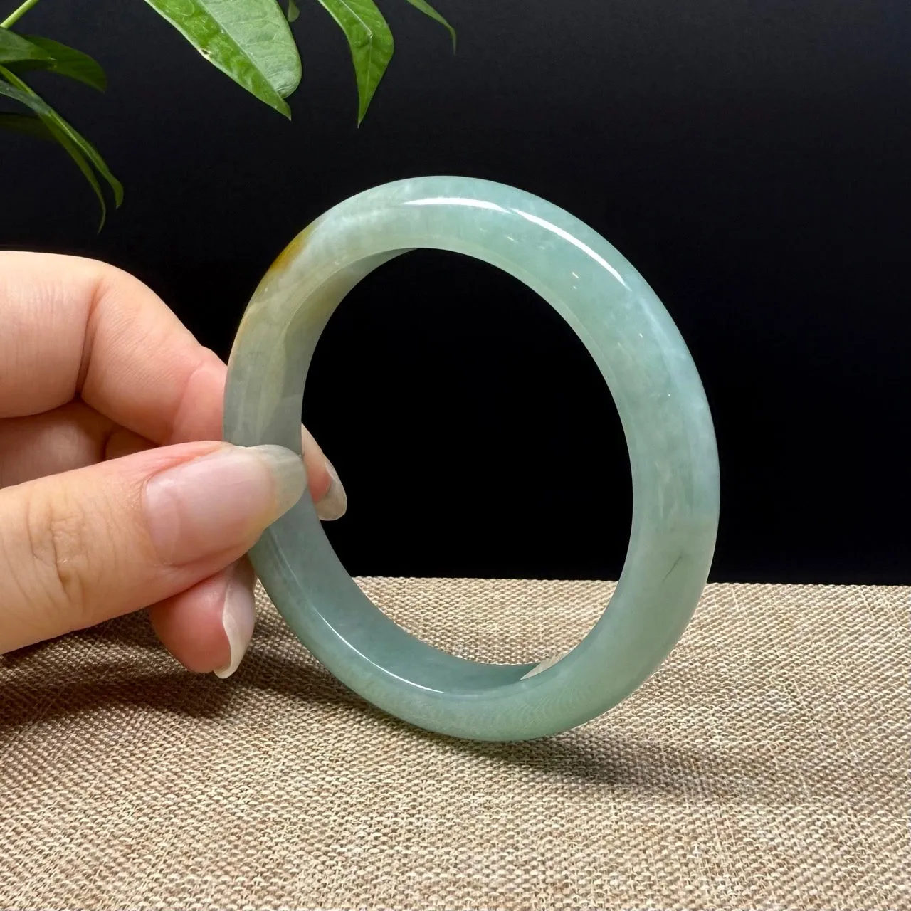 Genuine Burmese Yellow Green Jade Jadeite Bangle Bracelet ( 54mm )