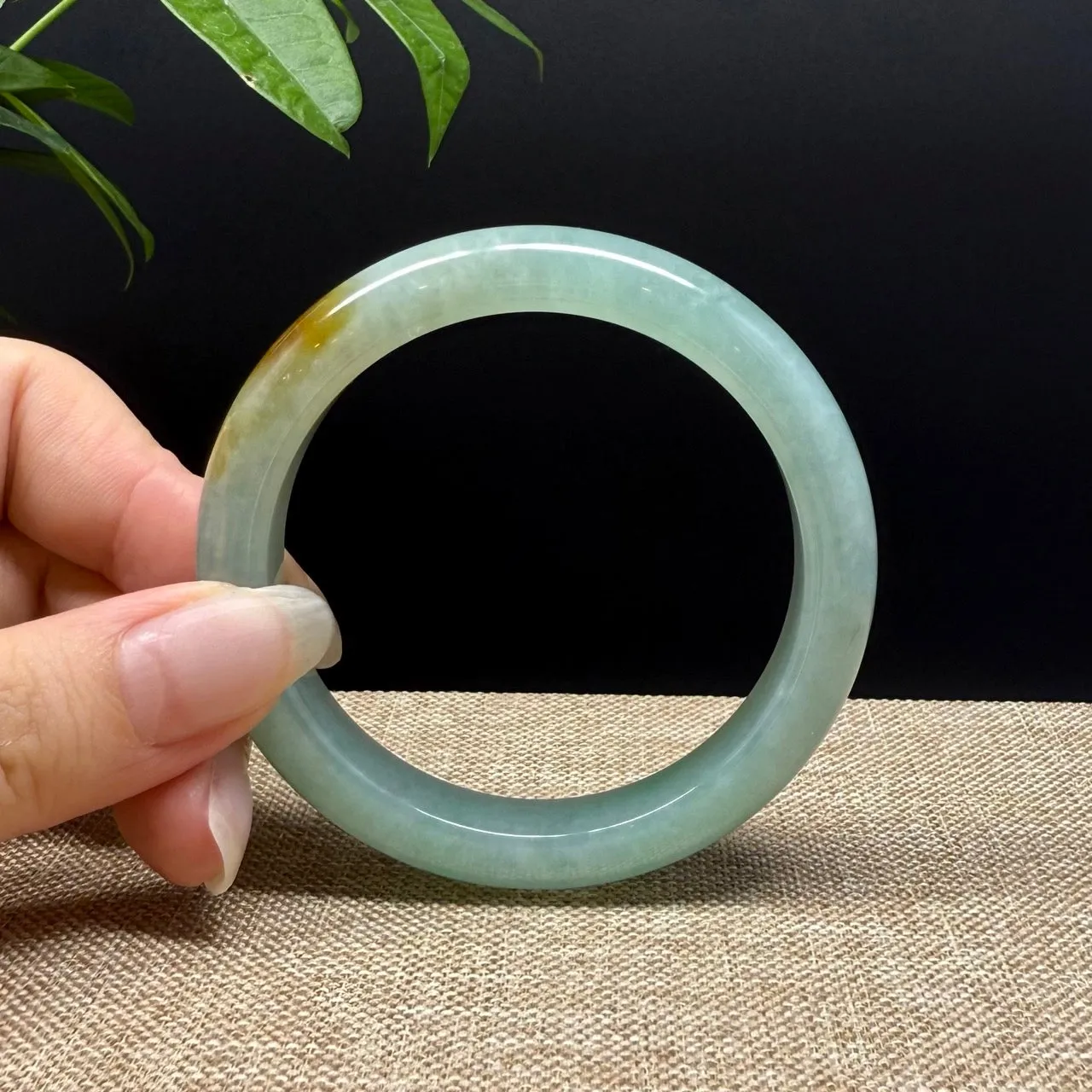 Genuine Burmese Yellow Green Jade Jadeite Bangle Bracelet ( 54mm )