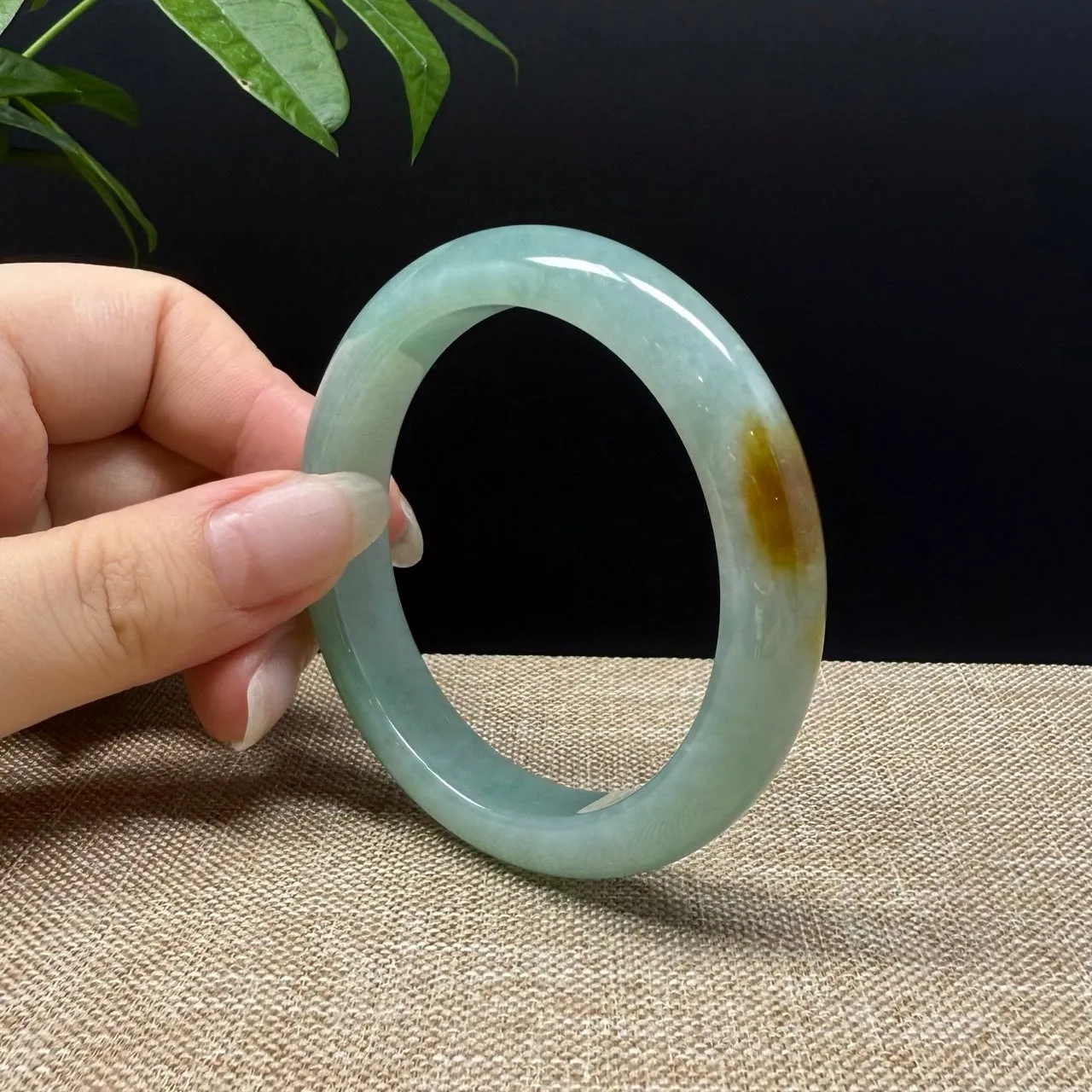 Genuine Burmese Yellow Green Jade Jadeite Bangle Bracelet ( 54mm )