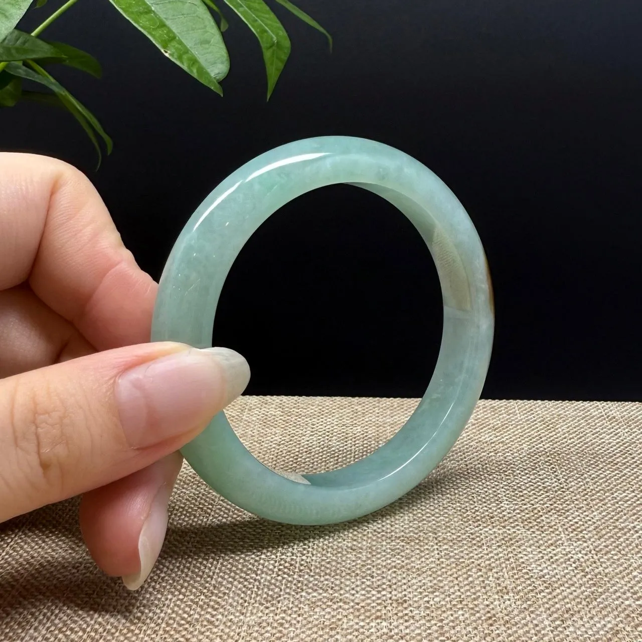 Genuine Burmese Yellow Green Jade Jadeite Bangle Bracelet ( 54mm )