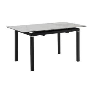 Giana - Extendable Dining Table Stone And Metal - Gray / Black