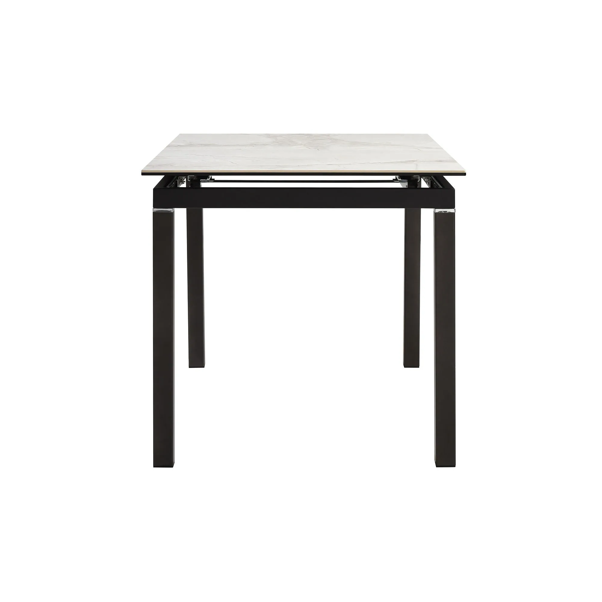 Giana - Extendable Dining Table Stone And Metal - Gray / Black