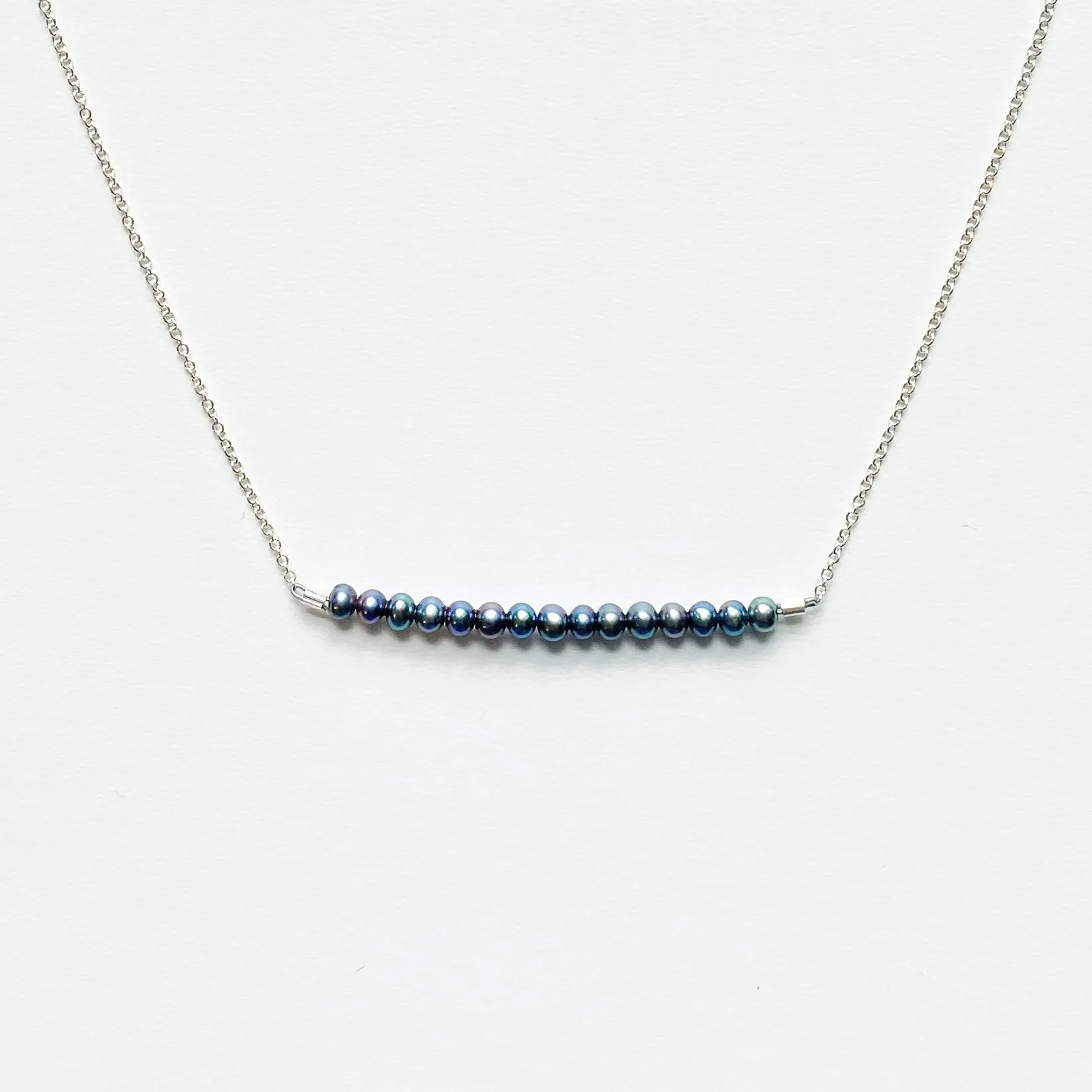 Gray Pearl Bar Necklace