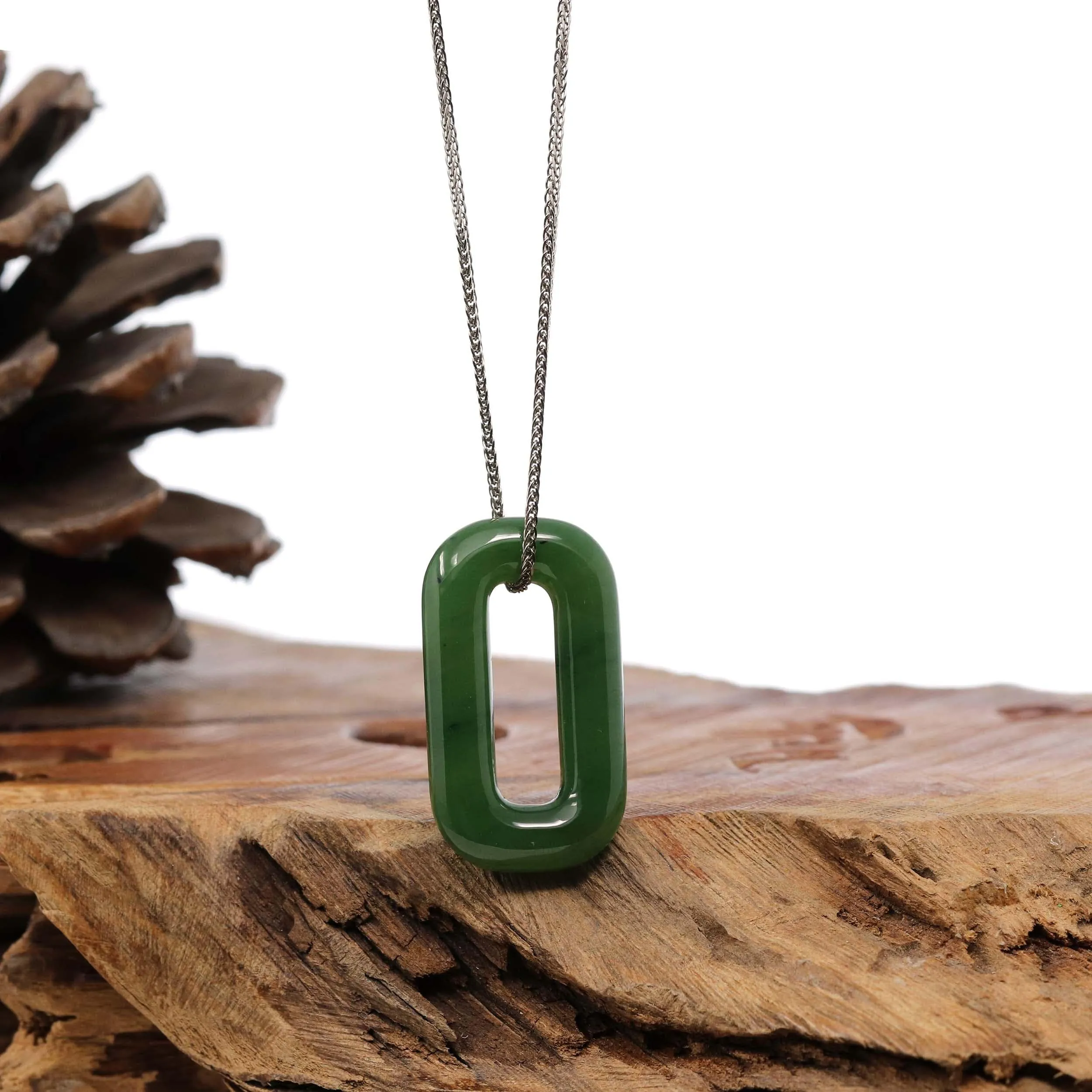 Green Nephrite Jade Infinity Pendant Necklace