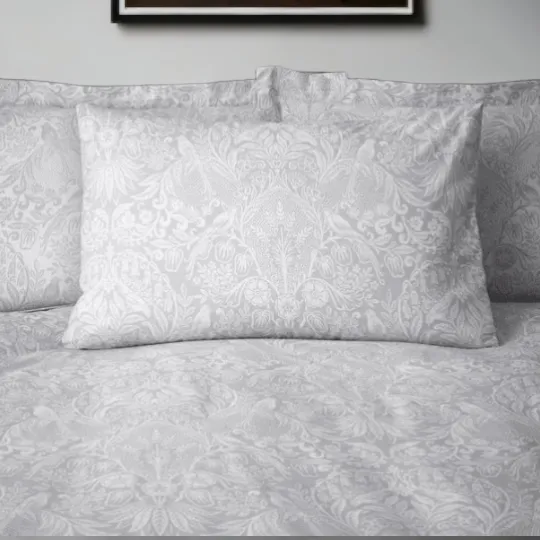 Grey & White Floral Print Duvet Cover Set