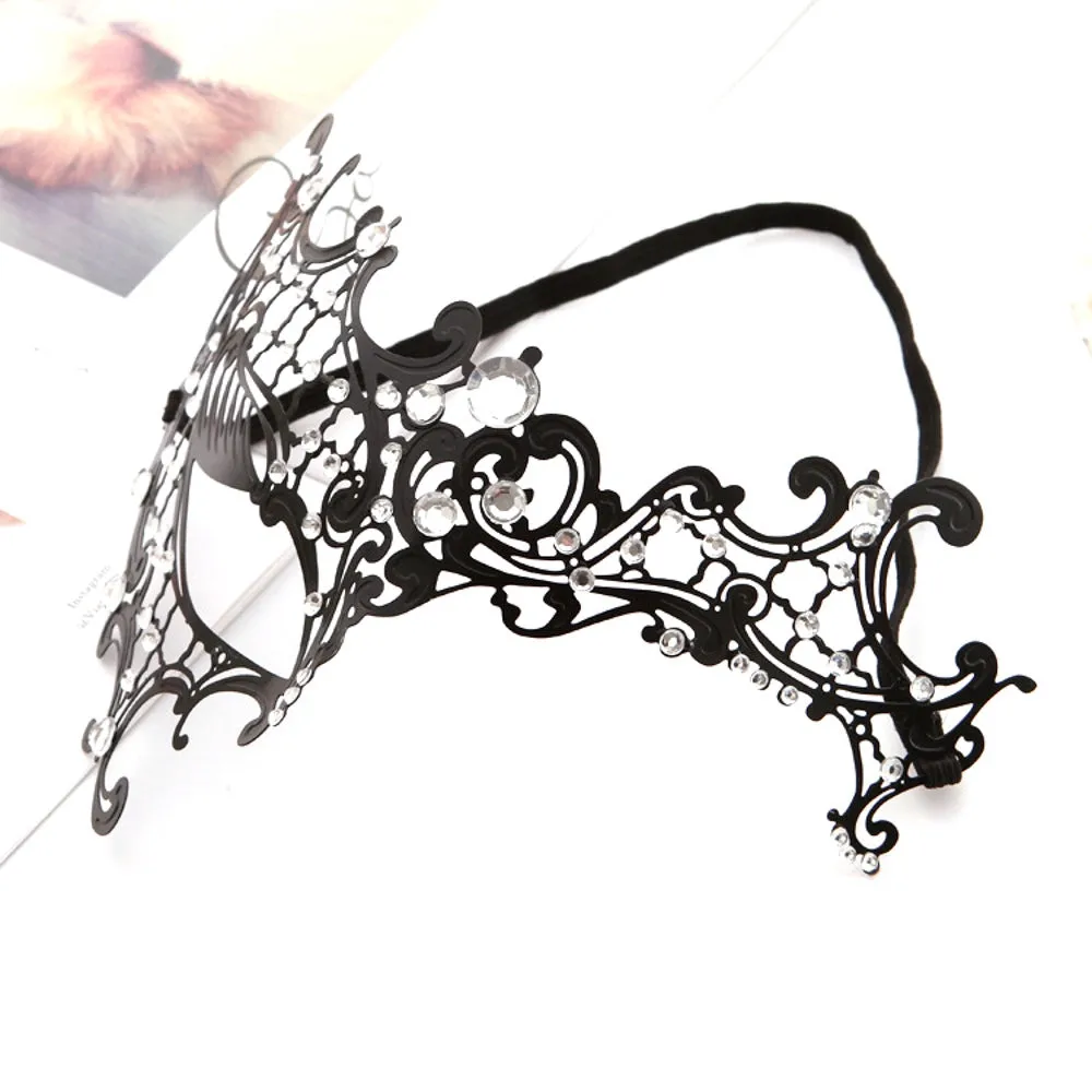 Half Face Laser Cut Venetian Ladies Masquerade Ball Party Mask - Black ((Style 7))