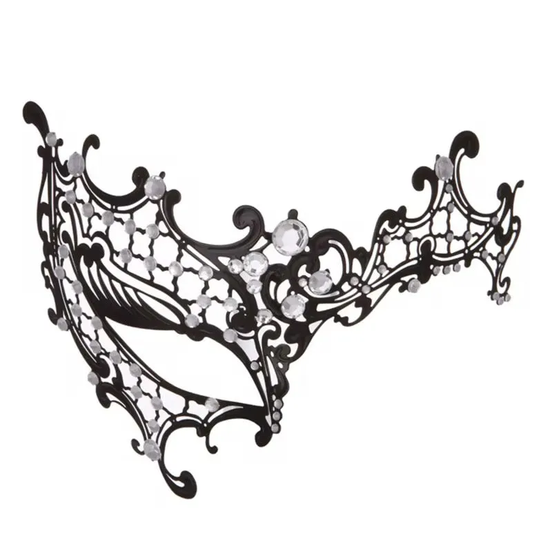 Half Face Laser Cut Venetian Ladies Masquerade Ball Party Mask - Black ((Style 7))