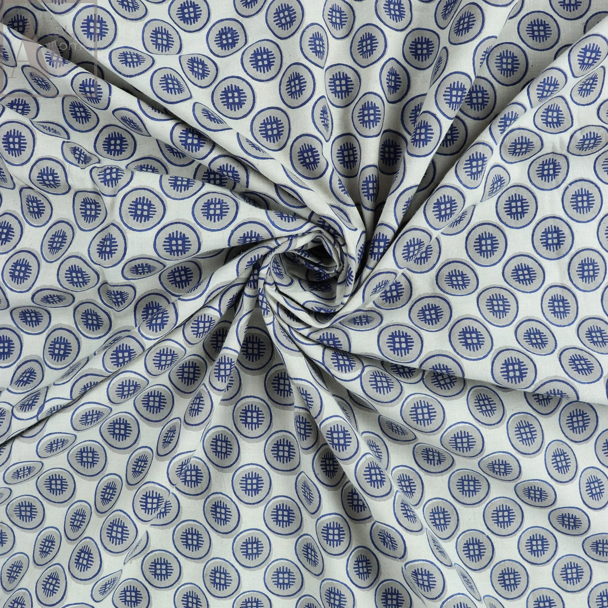 Hand Block Print Silk Voile Cotton Fabric