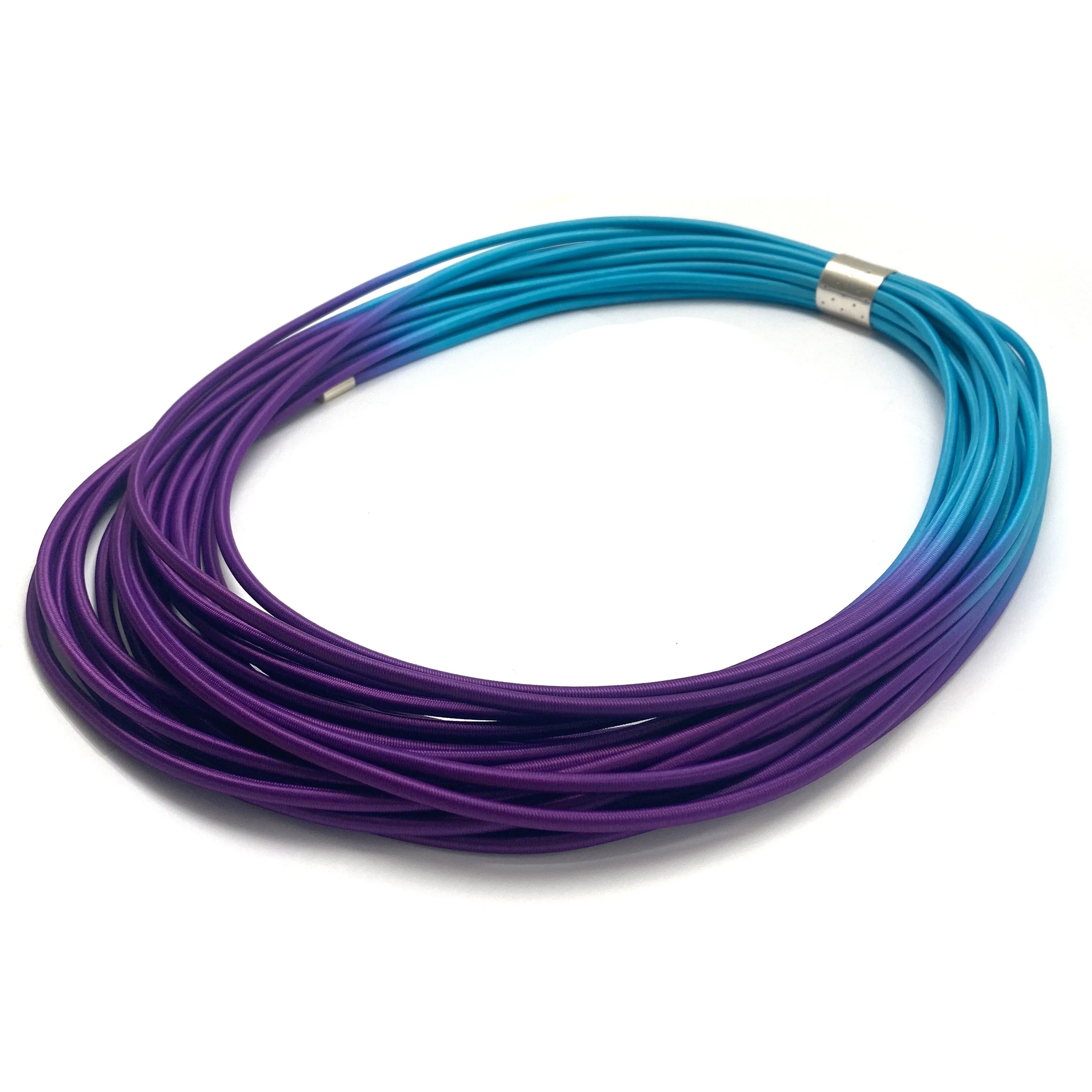 Hand Dyed Blue and Purple Coil Necklace