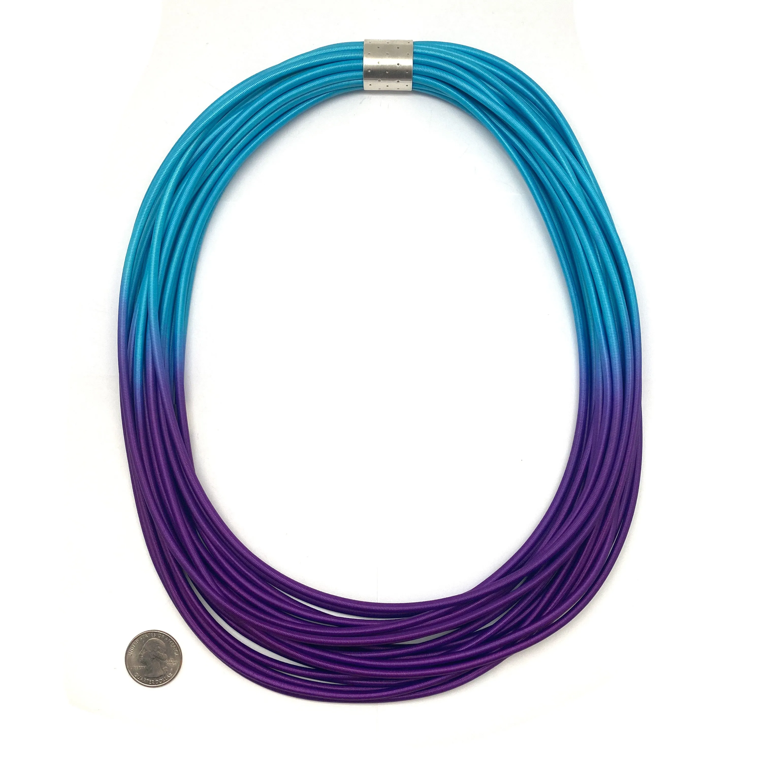 Hand Dyed Blue and Purple Coil Necklace