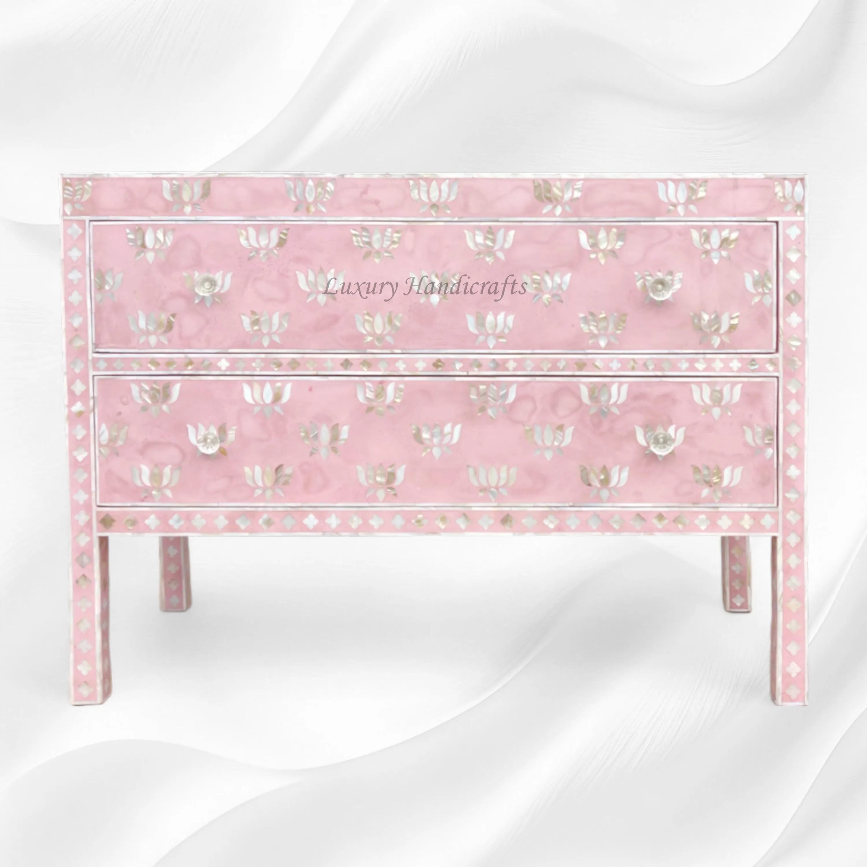 Hazel MOP Inlay 2 Drawer Sideboard Pink Patch