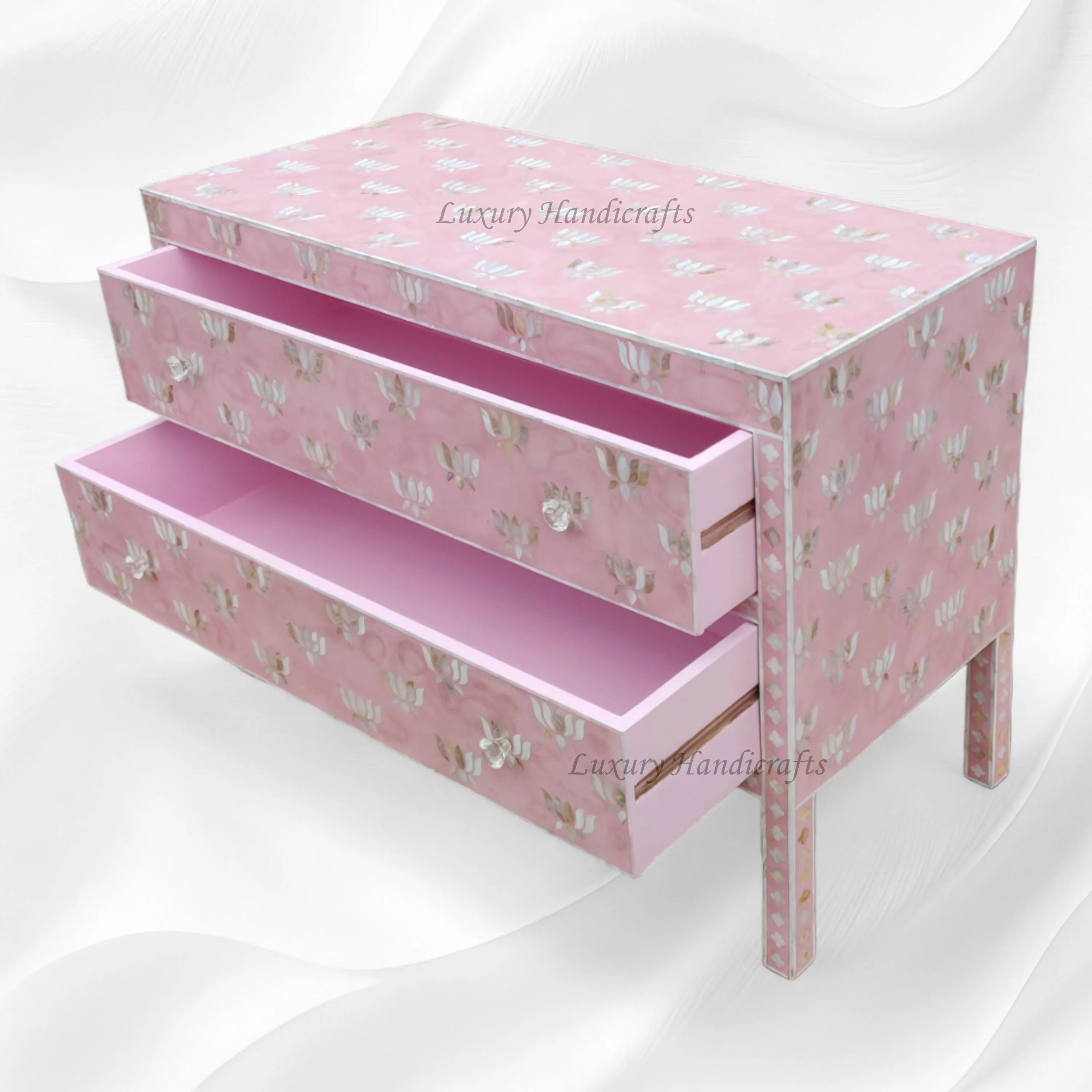 Hazel MOP Inlay 2 Drawer Sideboard Pink Patch