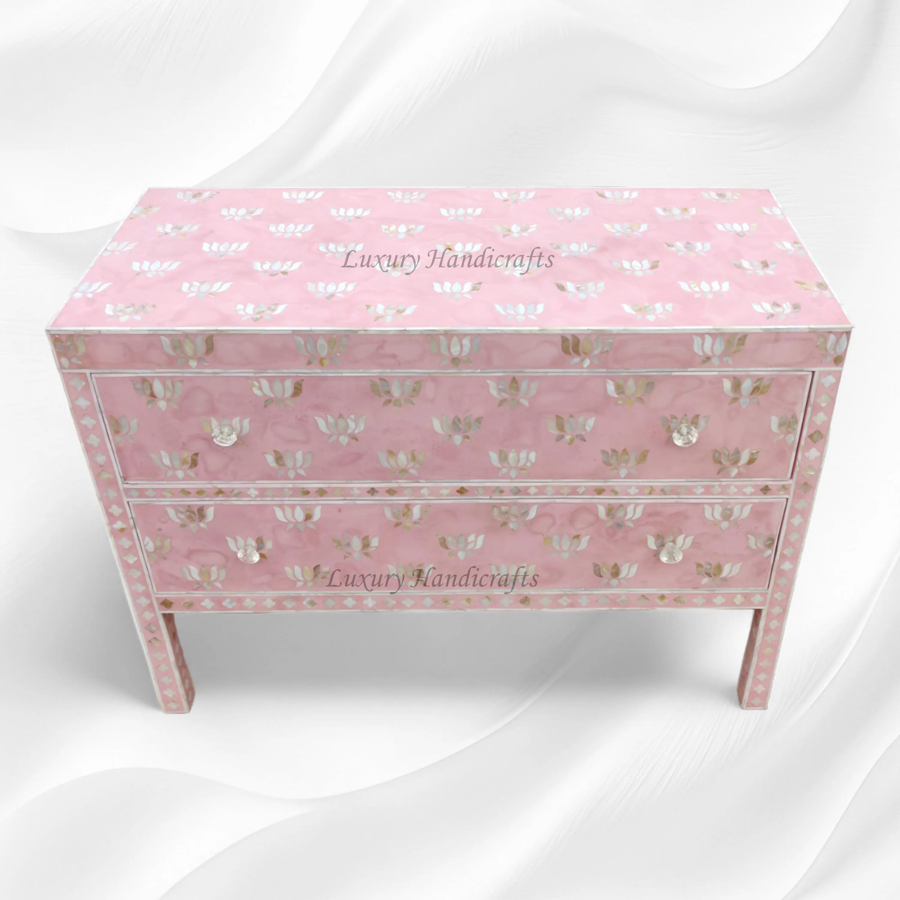 Hazel MOP Inlay 2 Drawer Sideboard Pink Patch