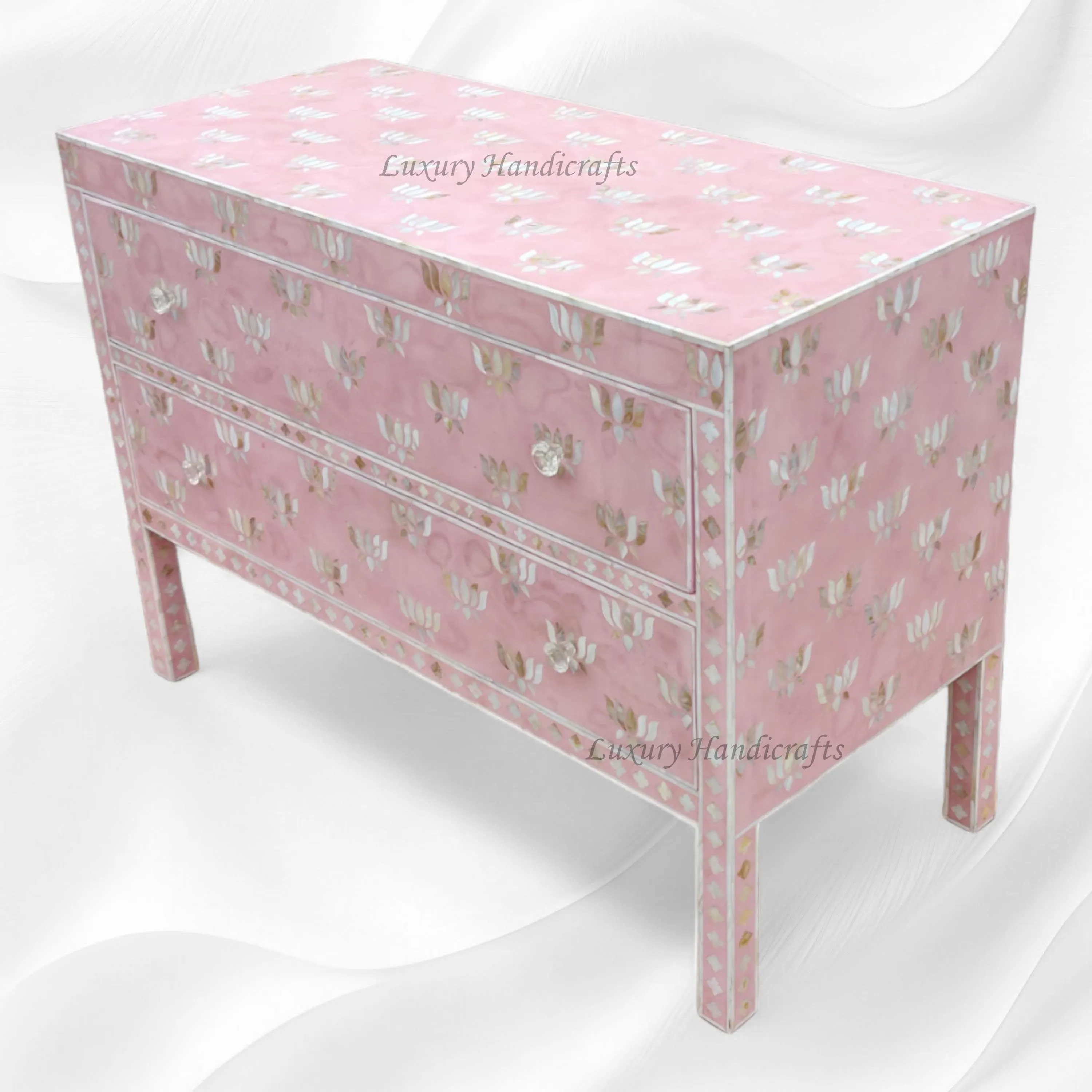 Hazel MOP Inlay 2 Drawer Sideboard Pink Patch