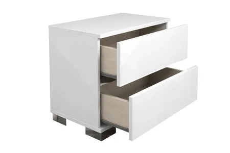 High Gloss White Lacquer Nightstand