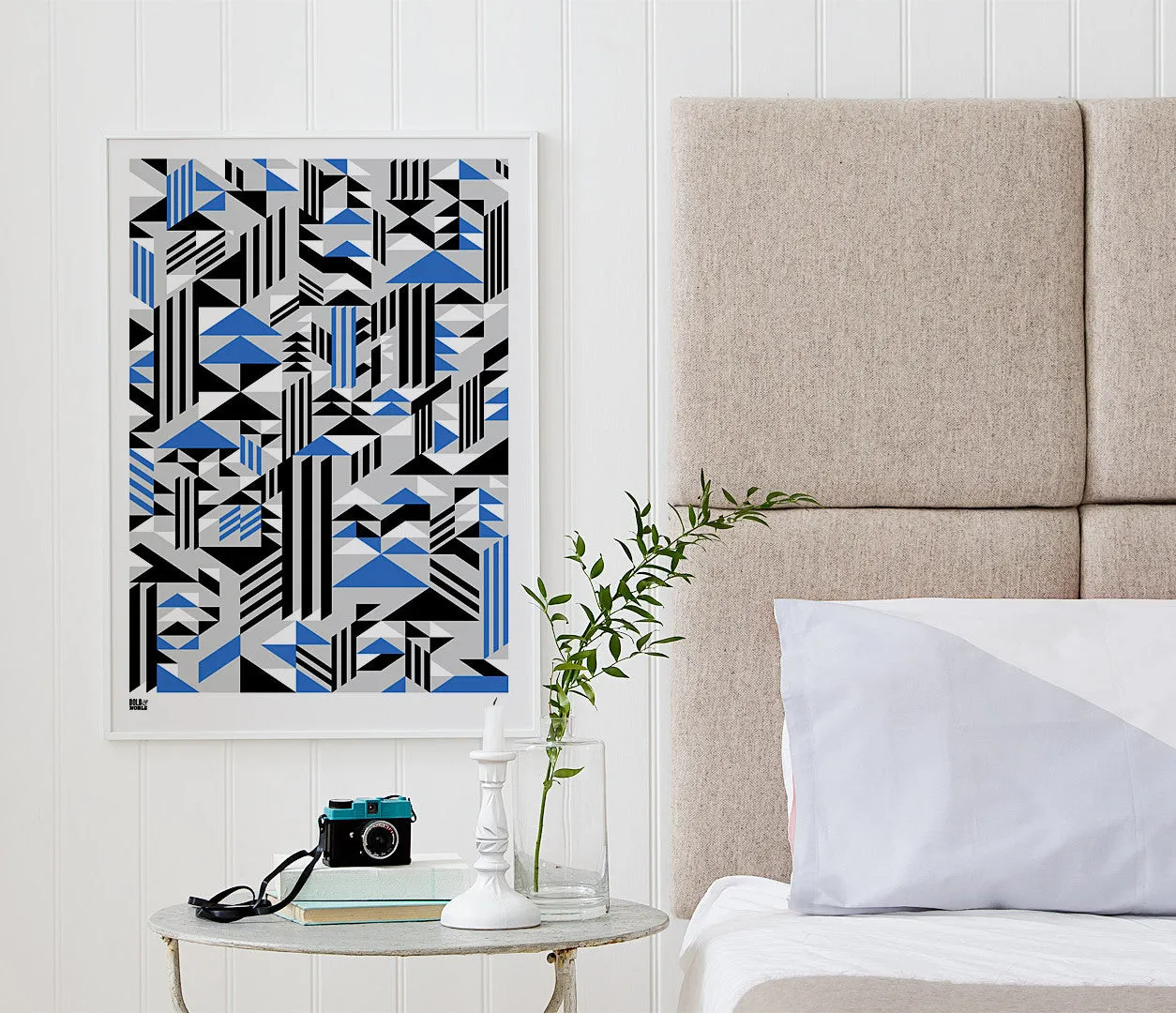 'Higher' Geometric Art Print in Cobalt Blue